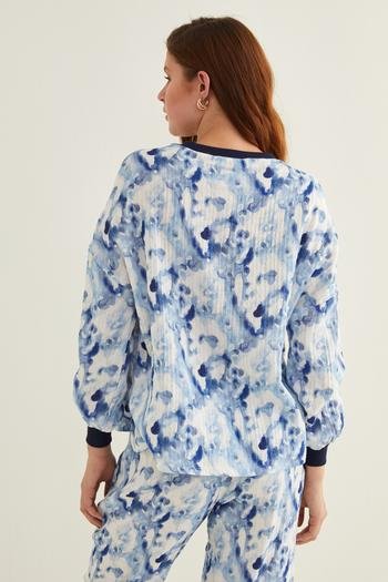 Ribanalı Batik Desenli Bluz