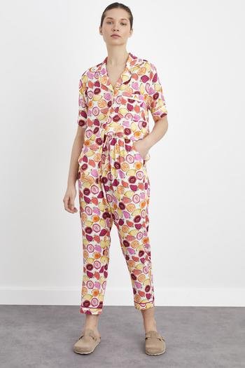 Biyeli Desenli Uzun Pijama