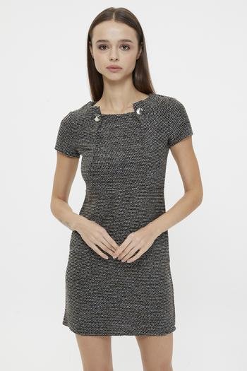 Cepli Metal Aksesuarlı Mini Elbise