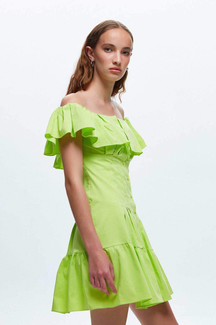 Off the Shoulder Volanlı Mini Elbise_4