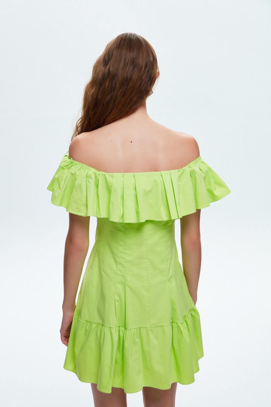 Off the Shoulder Volanlı Mini Elbise_5