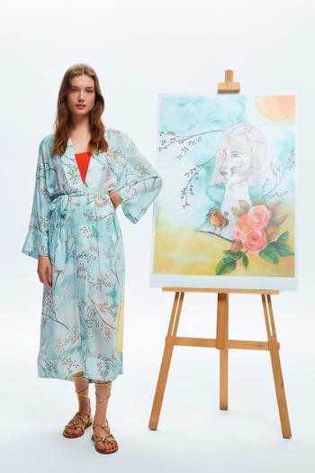 adL& For Art Robin'in Düş Bahçesi Kimono