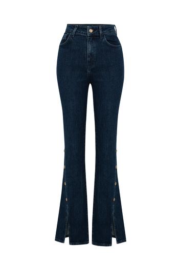 Düğmeli Jean Pantolon