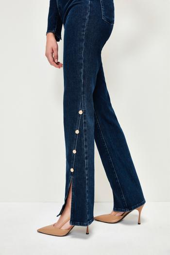 Düğmeli Jean Pantolon