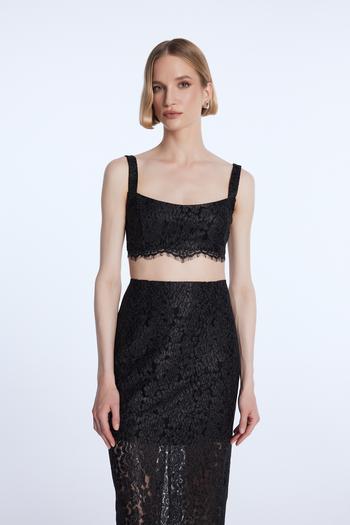 Mert Aslan Dantel Crop Bluz