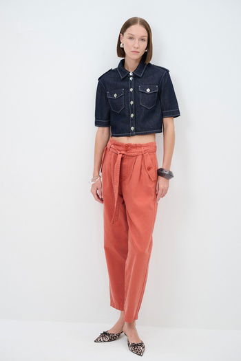Cepli Denim Crop Gömlek