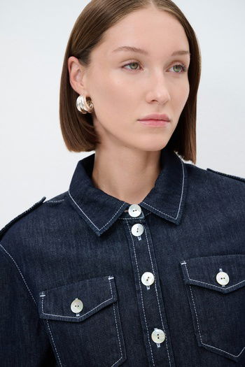Cepli Denim Crop Gömlek