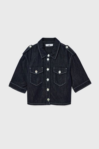 Cepli Denim Crop Gömlek