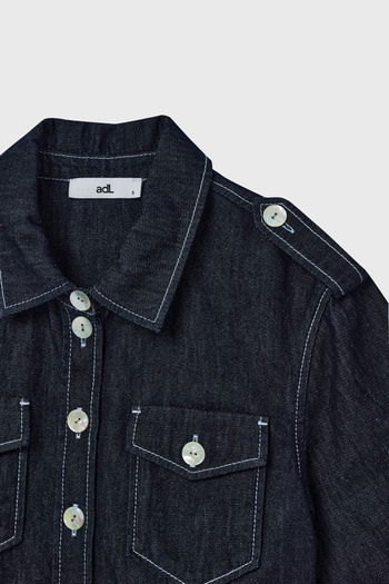 Cepli Denim Crop Gömlek