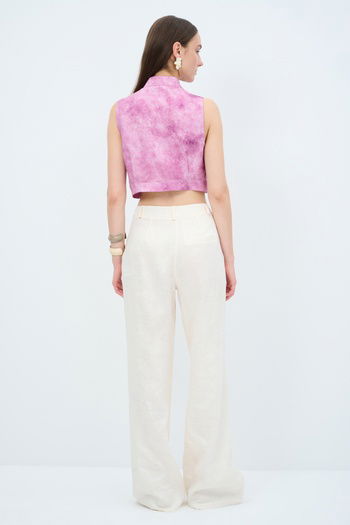 Desenli Crop Bluz