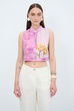 Desenli Crop Bluz
