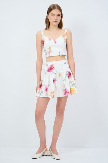 Desenli Askılı Crop Bluz