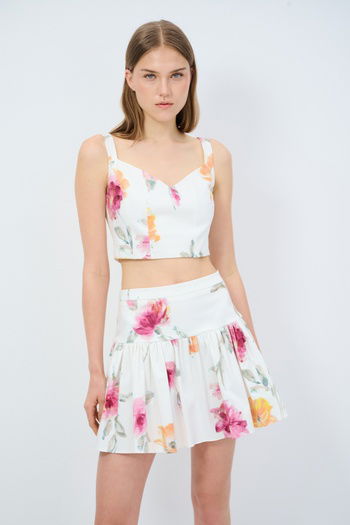 Desenli Askılı Crop Bluz