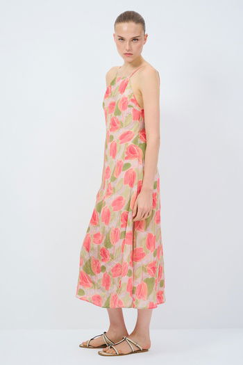 Halter Yaka Keten Elbise