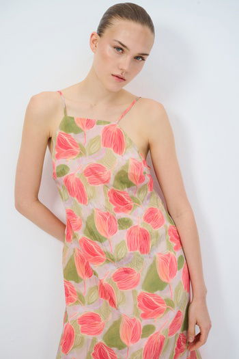 Halter Yaka Keten Elbise