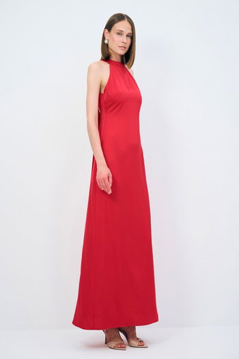 Night Zoom Halter Yaka Uzun Elbise