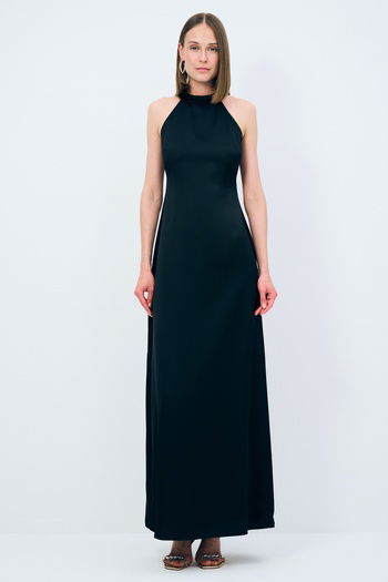 Night Zoom Halter Yaka Uzun Elbise