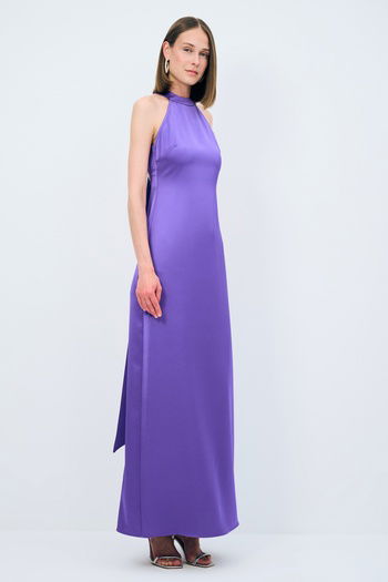 Night Zoom Halter Yaka Uzun Elbise