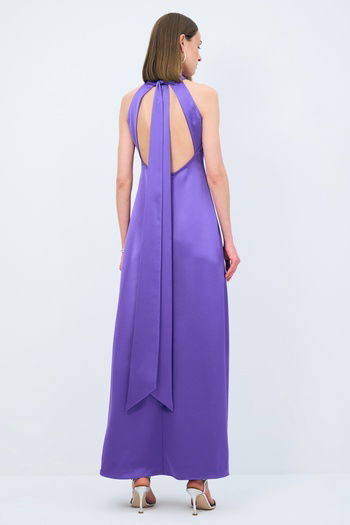 Night Zoom Halter Yaka Uzun Elbise