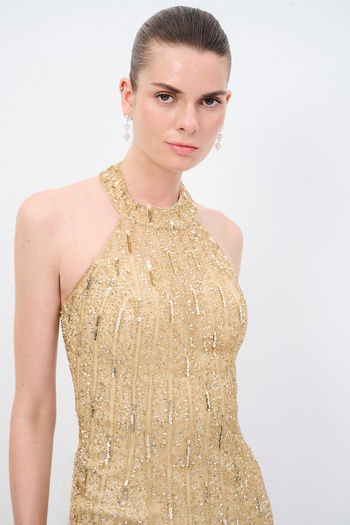 Night Zoom Halter Yaka Mini Elbise