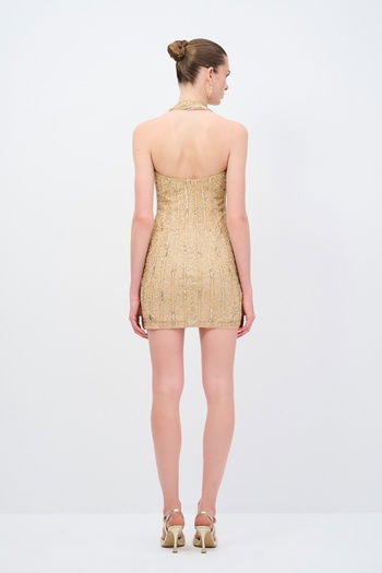Night Zoom Halter Yaka Mini Elbise